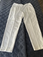 Eileen Fisher White Organic Cotton Hemp Stretch Tapered Pant Size 12