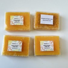 4 Pack Turmeric Glow Soap - Handmade Skin Brightening with Lemon  Kojic Acid