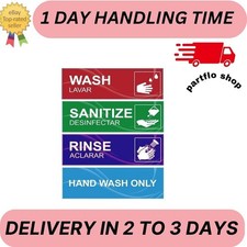 4 Pack Wash Rinse Sanitize Sink Labels Waterproof Sticker Signs Perfect for 3...
