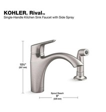KOHLER Rival Standard Kitchen Sink Faucet w/ Side Sprayer in Vibrant Stainless