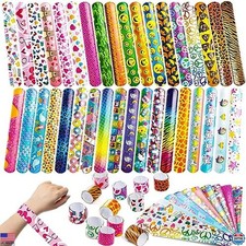 144 Pcs Slap Bracelets for Kids - Animal, Heart, Party Favors  Gifts