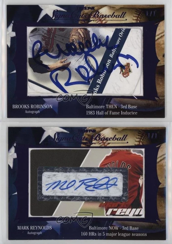 Brooks Robinson Mark Reynolds 2012 corte Signa Cuts púrpura 1/1 automático patio 02ti Foto 3 de 3