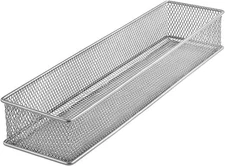 Silver Mesh Drawer Cabinet and or Shelf Organizer Bins, School Supply Holder Off