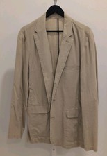J.Crew Garment-dyed Cotton-Linen Khaki Suit Jacket Chore Blazer Tan Size Large
