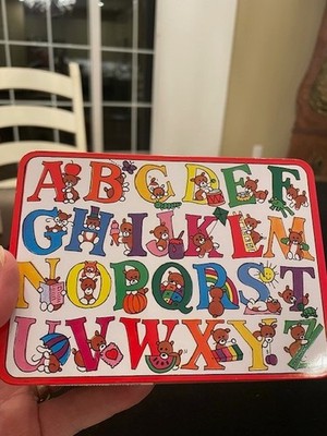 JSNY 1980's Children's tin box with Magnetic Alphabet unopened Colorful