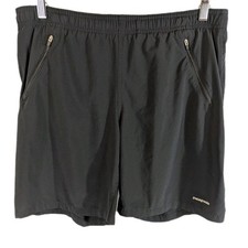 Black Patagonia Workout Shorts Mens Medium Zip Rear Pocket Elastic Waist Running