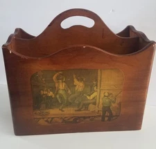 Vintage William Sydney Mount Dancing On The Barn Floor Lith Wooden Magazine Rack