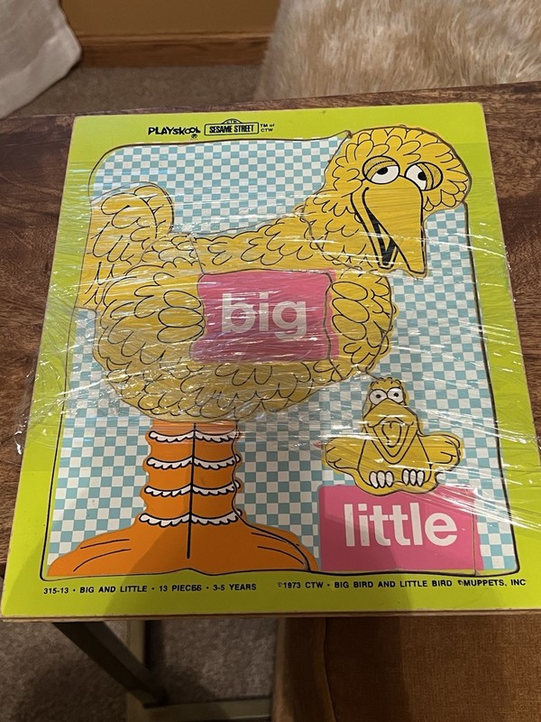 Playskool Sesame Street Big Bird Big And Little  Vintage Wooden Puzzle 315 13