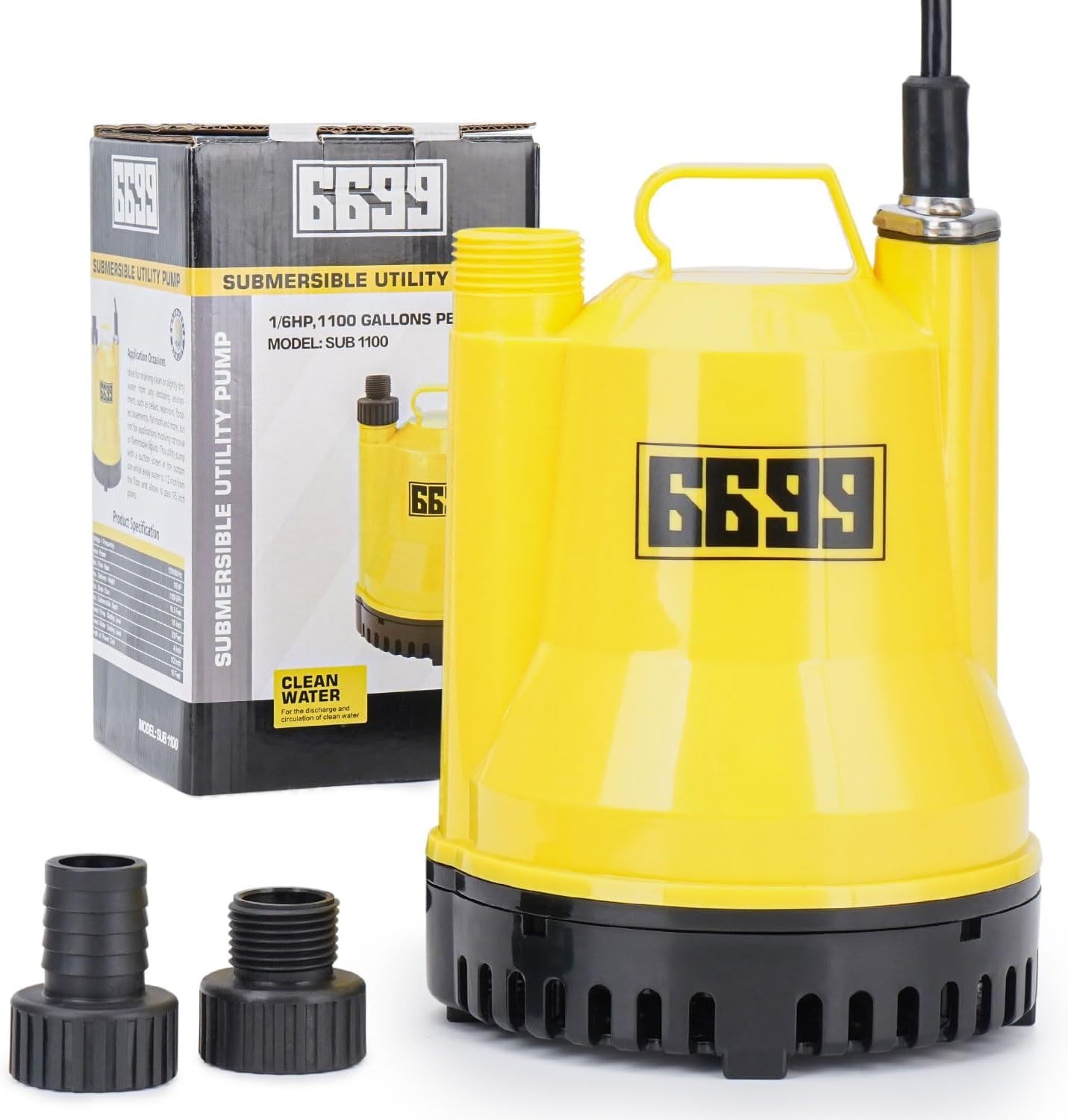 1/6HP 6699 Portable Submersible Utility Pump for Sump Drainage Backup