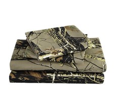 Juego de sábanas Salem 4 piezas cabaña albergue bosque madera - naturaleza camuflaje hojas de árbol pr...