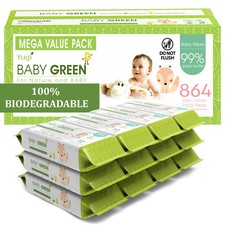 Yugi Baby Green Unscented Wipes 864 Count