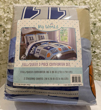 My World Full/Queen 3pc Comforter Set Sports Theme Blue/Gray 86 x 86 in