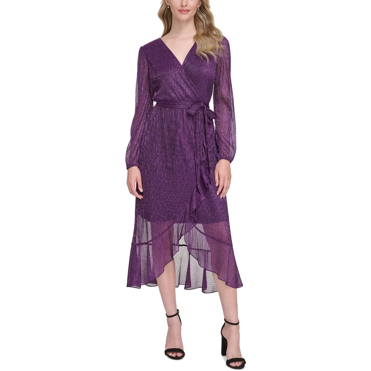 Свадебное миди-платье Kensie Womens с фиолетовым металлическим стихарем 4 BHFO 9066
