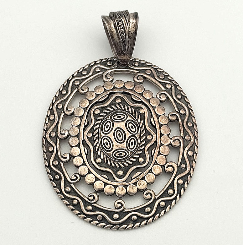 Vintage ATI Mexico 925 Sterling Silver Round Tribal O… - Gem