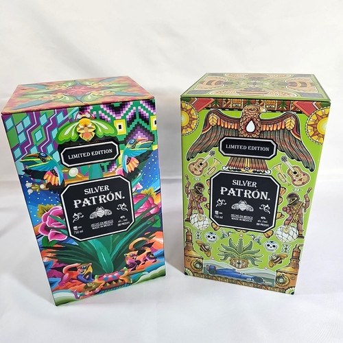 Patron Tequila Silver Limited Edition EMPTY TIN Set Lot Of 2 Artistic Collectors