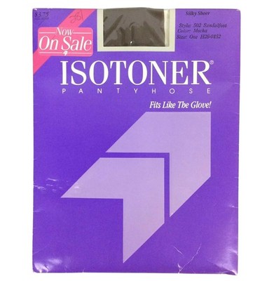 Isotoner Silky Sheer Pantyhose One Size Mocha Sandalfoot Vintage 1982 USA