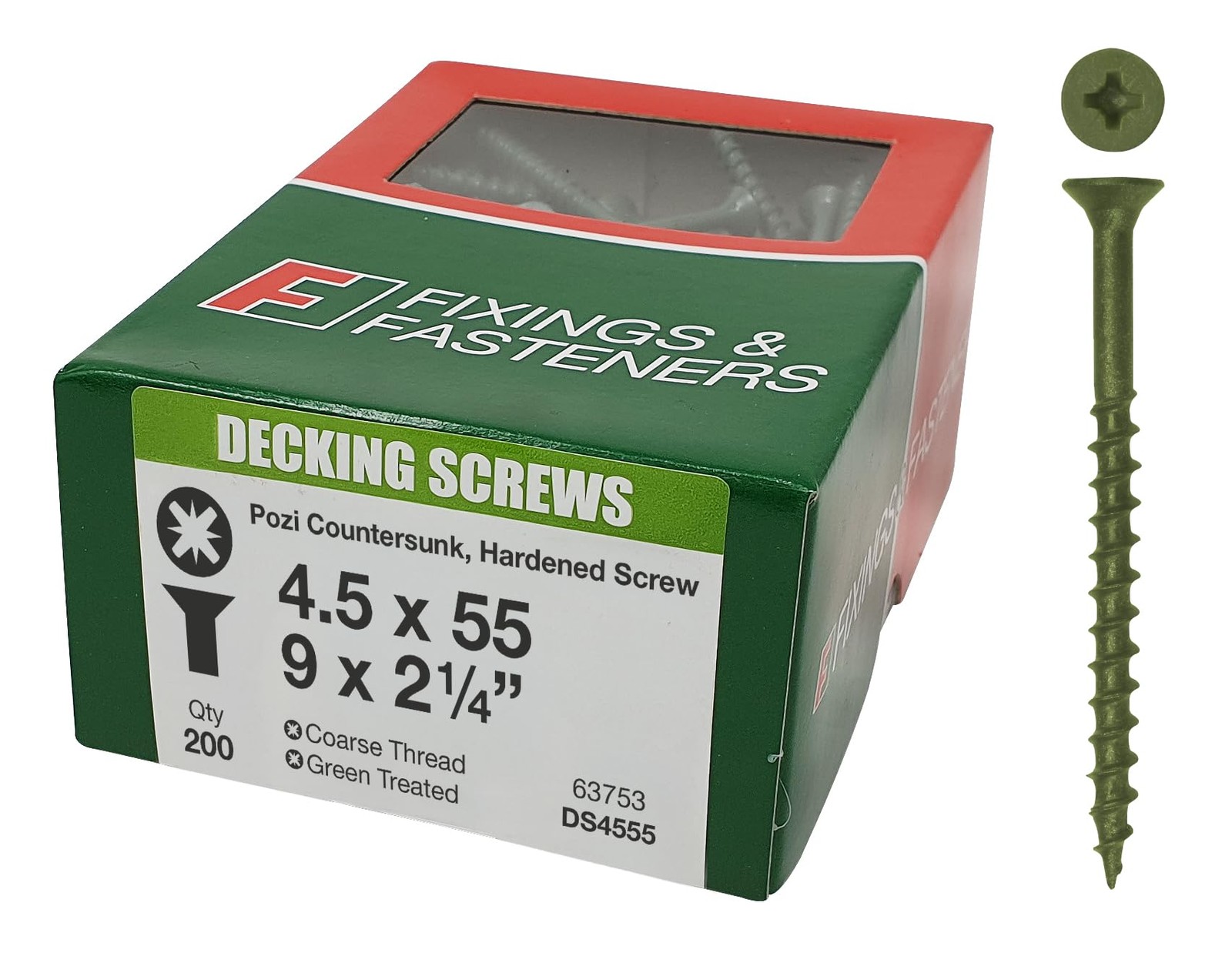 Forgefix Unisex Green Decking Screw Pozi St Anti-Corrosion 4.5 X 55Mm Box 200 - Image 8