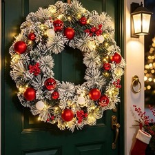 Artificial Christmas Wreath Front Door Christmas Wreath With Warm Lights
