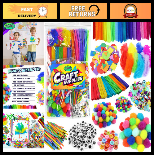 Kids Arts & Crafts Supplies Kit - Creative Materials Set for Toddlers & Children