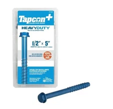 Tapcon+ 1/2 in. x 5 in. Heavy Duty Screw Anchors 10CT, Blue (10-pack)