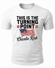 Charlie Kirk Turning Point USA American Flag Patriotic Conservative T Shirt