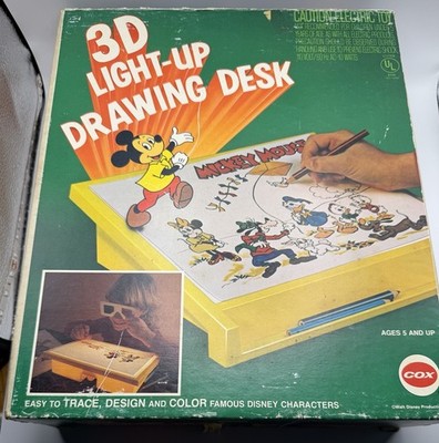 Vintage Cox Disney Mickey Mouse 3D Light-Up Drawing Desk Boxed