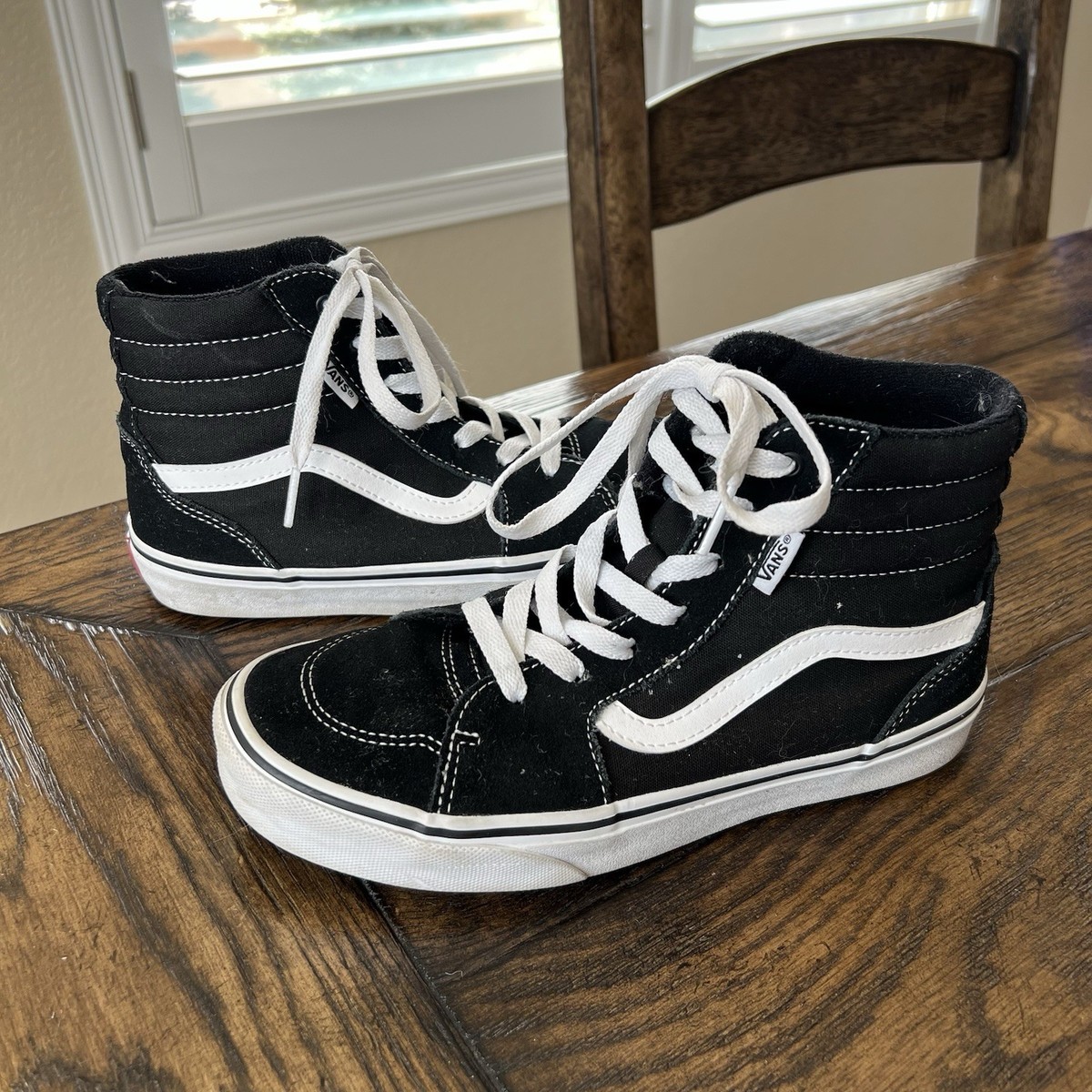 Vans Sk8 Hi Top Shoes Suede Canvas Lace Up Big Kids Size Youth Black