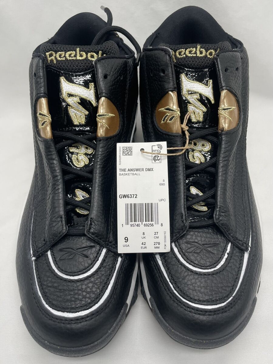Reebok Classic Men The Answer DMX Core Black White-Metallic Gold GW6372 Mens10.5