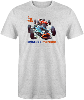 Monaco Formula One 1967 Vintage Light Grey 50/50 T-Shirt Sizes S-XL