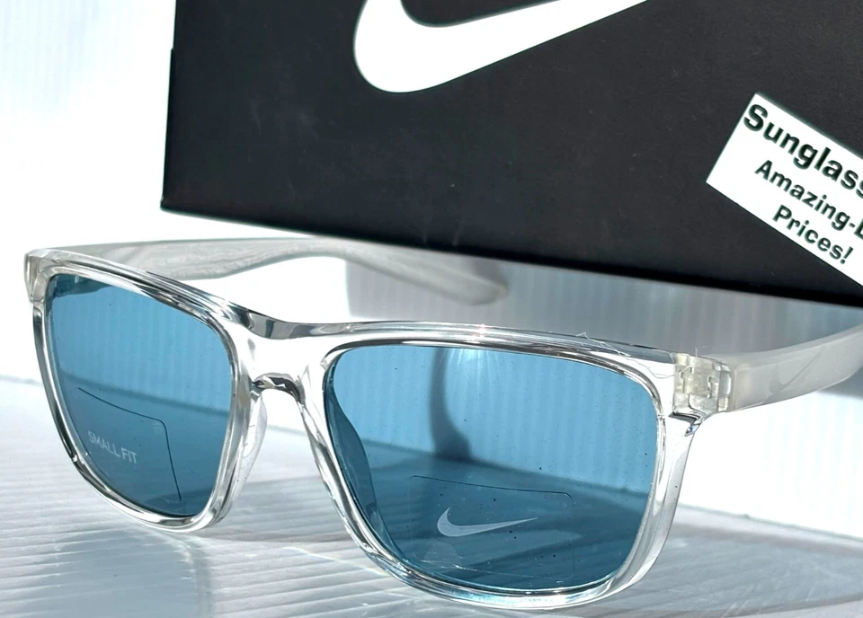 全新 Nike FLIP ASCENT 水晶和哑光 透明 紫外线防护 蓝色镜片 太阳镜 900 — 第 3/4 张图片