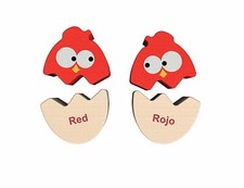 BeginAgain Color 'N Eggs Matching Puzzle - Bilingual Wooden Colors - 2 and Up