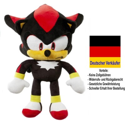 C24 - Plüsch Figur Sonic Hedgehog Igel Shadow Schwarz 30 cm Plüschtier Stofftier