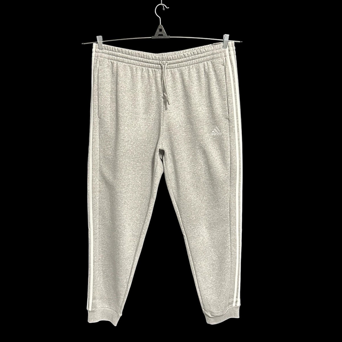 adidas Men's Fleece 3-Stripes Sweatpants 3XL Tall (43x34) Gray/White  Tapered Leg