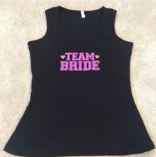 TEAM BRIDE TANK TOP BLACK PINK WEDDING BACHELORETTE PARTY L/XLG