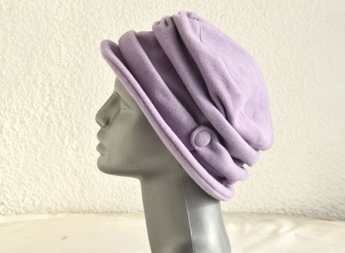 Vtg  FAUSTMANN Violet Bucket Cloche Hat Checked Purple Wool British Style Trilby