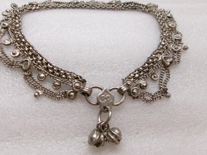 PC Ankle Bracelet Dangling Chain Silver Tone Belly Dancer Anklet 10" Vintage