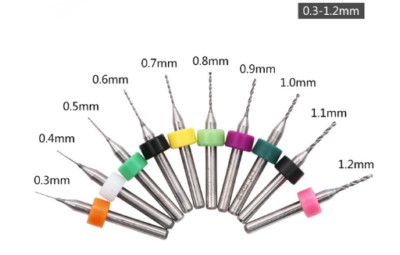 10 Stück PCB Hartmetall Mikro Spiralbohrer Bits Set Rotationswerkzeug - 0,3 mm - 1,2 mm