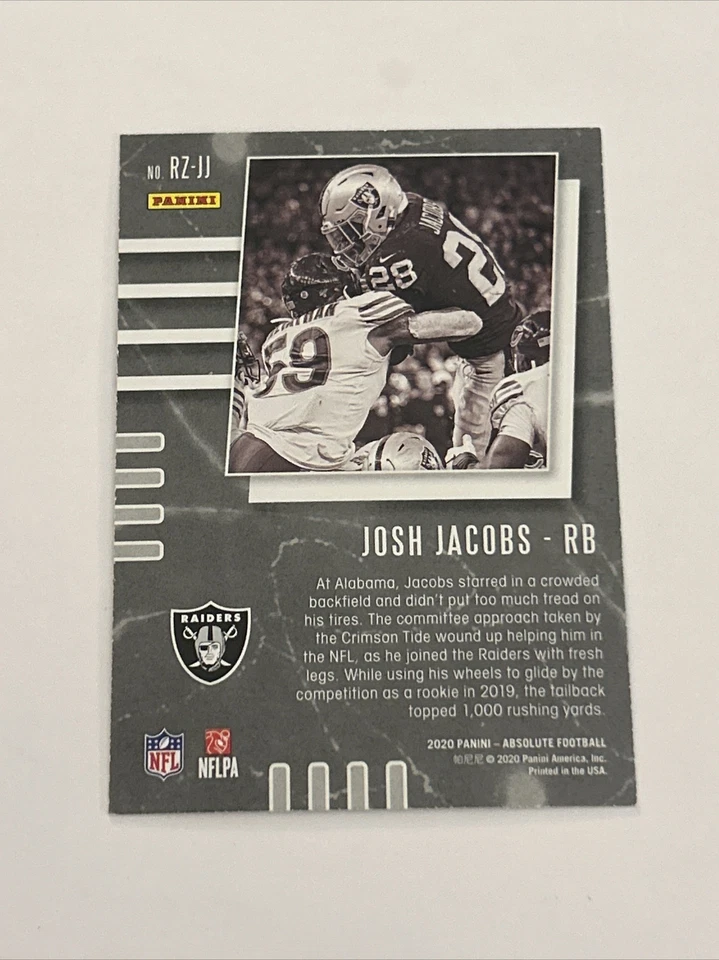 2020 Panini Absolute Red Zone Insert Josh Jacobs #RZ-JJ - Image 2 of 2