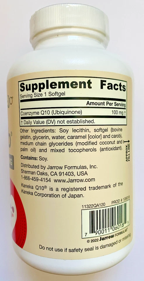 Jarrow Formulas Ubiquinone Q-absorb Ultra Absorption 100mg  - 120 Softgels 5/26+ - Image 2 of 3