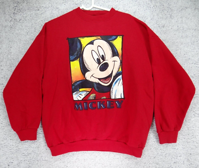 VTG 90s Disney Mickey Unlimited Portrait Big Drawing Graphic Red