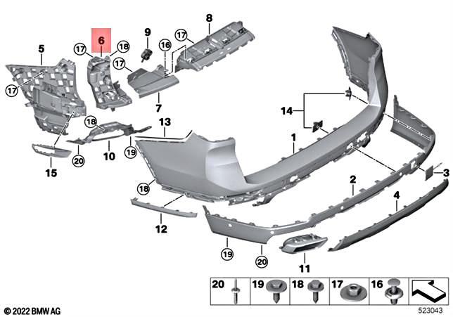Genuine BMW G07 X7 30dX 40iX 50iX Mount Rear Bumper Right Corner 
