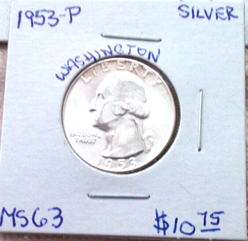 1953 PHILADELPHIA SILVER WASHINGTON QUARTER IN UNCIRCULATED MINT STATE CONDITION