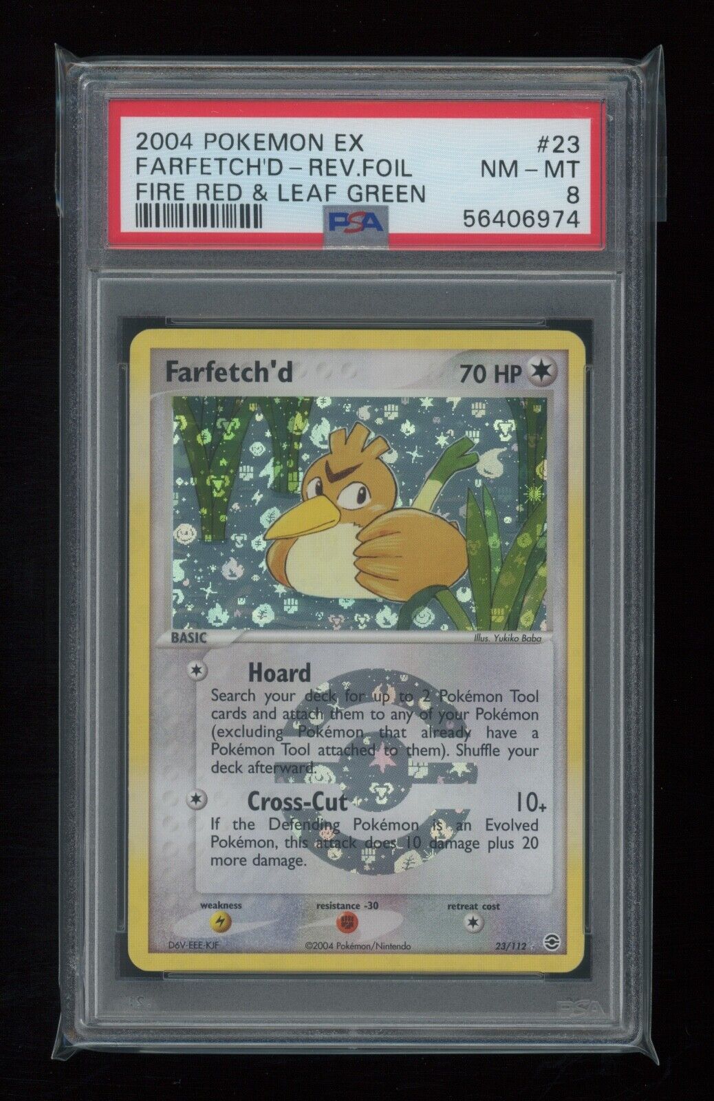 POKEMON EX Fire Red Leaf Green FARFETCH'D 23/112 Rare REVERSE HOLO FOIL PSA  8