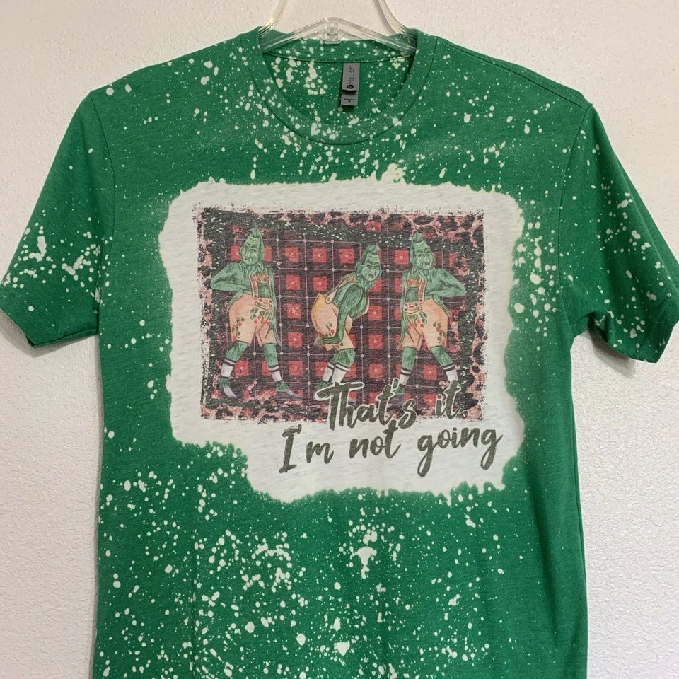 Camiseta The Grinch That's It I'm Not Going verde feminina tamanho médio - Imagem 3 de 4