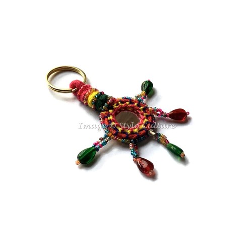 Indian Wholesale Lot Keychain Handmade Beaded Designer Girls Gift Keyring 100 PC - Picture 3 of 59