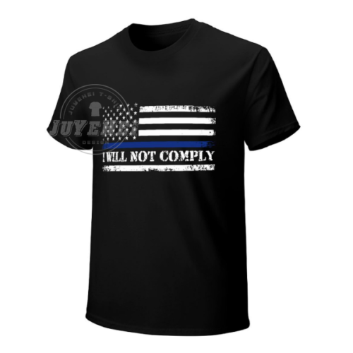 I Will Not Comply Blue USA Flaga Męskie Casual T-shirty Krótki rękaw Top Tee - Zdjęcie 1 z 5