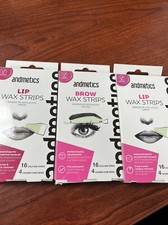 3 Packs Andmetics 1 Brow Wax Strips Full Brow Treatments  2 Lip Wax Strips