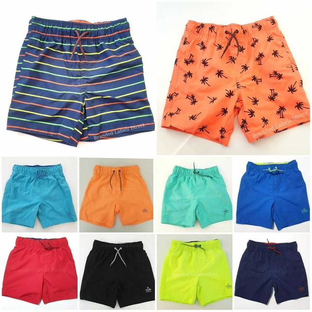 Boys Elasticated Swim Shorts Knee Length Cargo Mesh Combat Multi Pocket Lined
