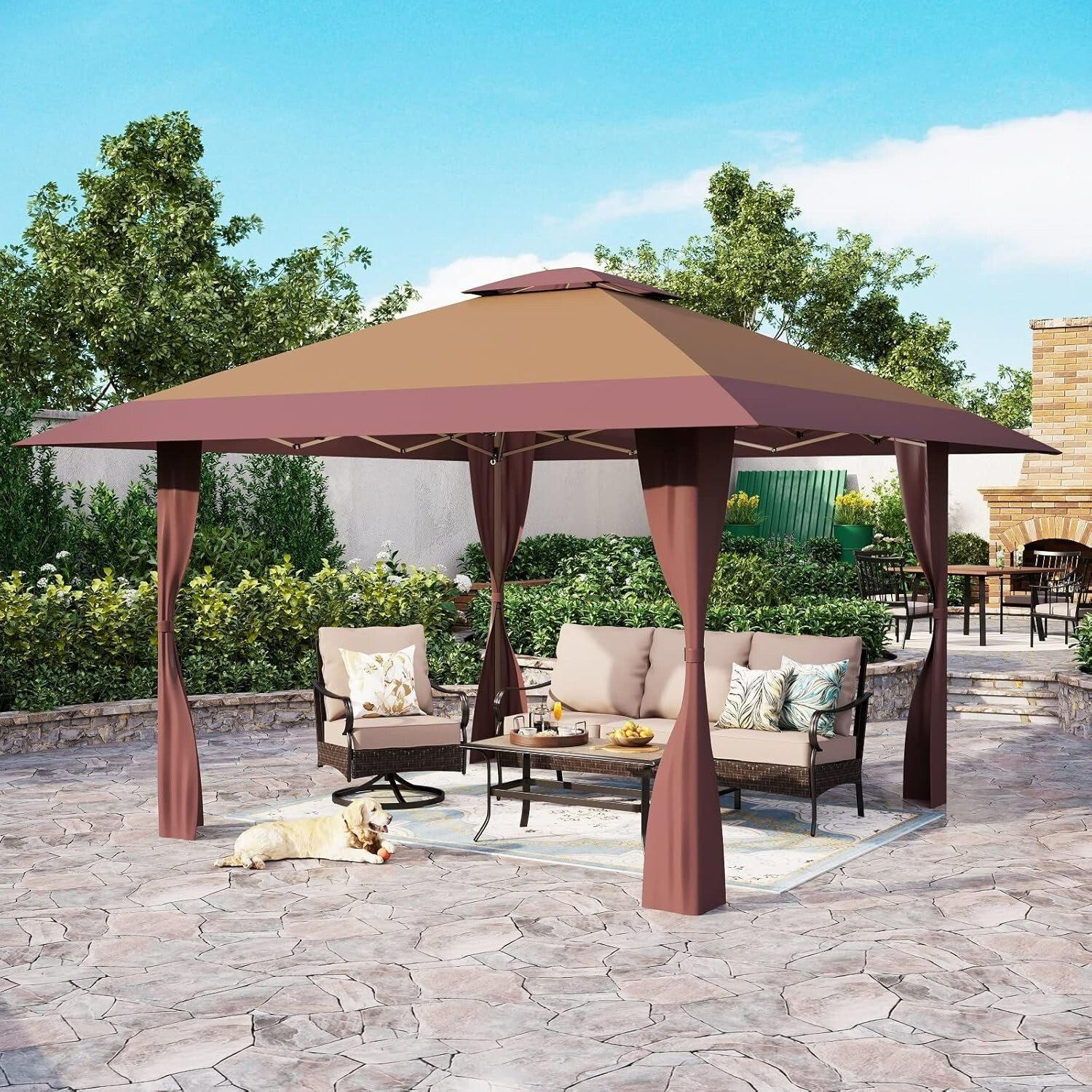 Pop-up Patio Gazebo Awning Heavy Duty Sunshade Shelter