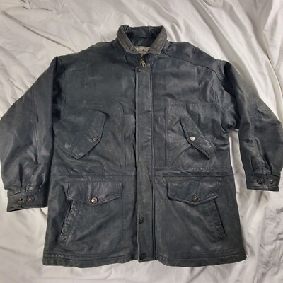 Towne By London Fog Mens XL Black Leather Jacket Winter Warm Casual Going  Out